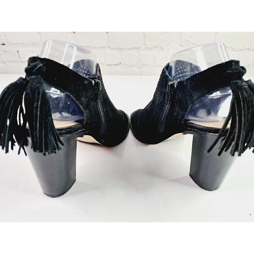 GIANNI Bini Black Hadwin Tassel Peep Toe Shoes Women's Size 7.5 - Picture 6 of 8